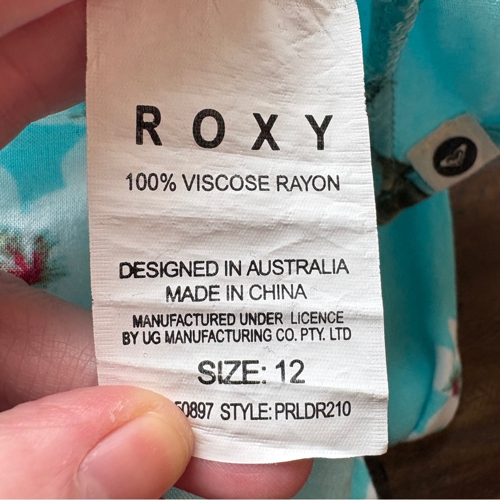 Roxy Floral Strappy Long Dress Size 12 Hawaiian Tropical Beach Vacation Poolside - Picture 12 of 13
